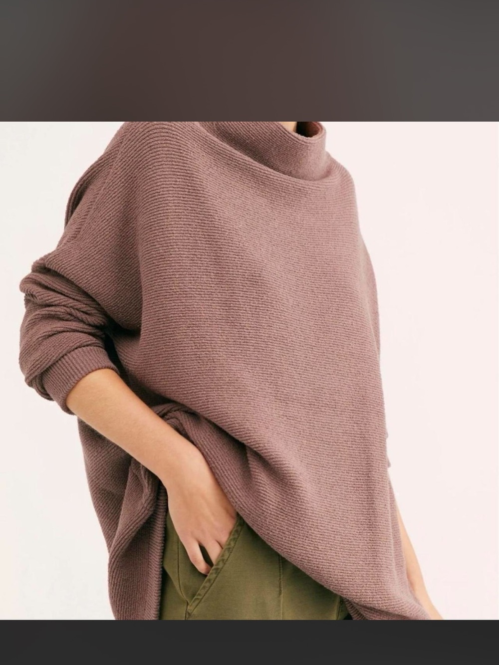 Free People Ottoman Knit Cowl Neck Sweater - Dusty Brown/Mauve